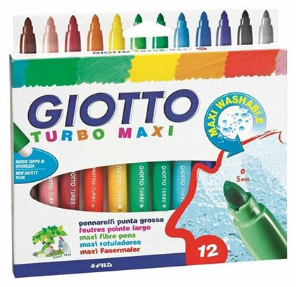 Giotto Turbo Maxi Πλενόμενοι Μαρκαδόροι Ζωγραφικής Χονδροί σε 12 Χρώματα από το Moustakas Toys