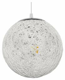 GloboStar Rattan Κρεμαστό Φωτιστικό για Ντουί E27 Λευκό 22x22x20εκ.