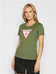 Guess Γυναικείο T-shirt Χακί με Στάμπα