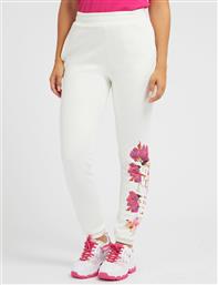 Guess Παντελόνι Γυναικείας Φόρμας με Λάστιχο Λευκό Fleece από το Plus4u