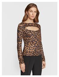 Guess Phoebe Μακρυμάνικη Γυναικεία Μπλούζα Animal Print Καφέ