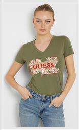 Guess Ss Vn Γυναικείο T-shirt Floral Πράσινο