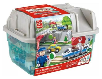 Hape City Railway and Bucket Σετ με Τρενάκι από Ξύλο για 3+ Ετών από το Moustakas Toys