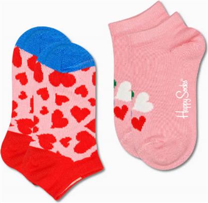 Happy Socks Παιδικά Σοσόνια Kids Hearts Ροζ 2 Ζευγάρια
