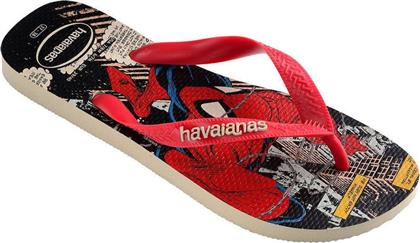 Havaianas Top Marvel Spiderman Ανδρικά Flip Flops Beige Straw/Red Ruby από το SerafinoShoes