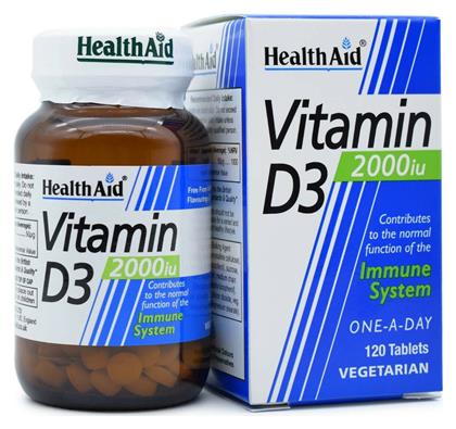 Health Aid Vitamin D3 Βιταμίνη για Ανοσοποιητικό 2000iu 120 φυτικές κάψουλες από το Pharm24