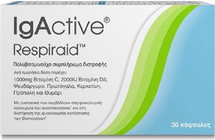 IgActive Respiraid Συμπλήρωμα για την Ενίσχυση του Ανοσοποιητικού 30 κάψουλες από το Pharm24