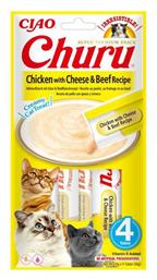 Inaba Ciao Churu Λιχουδιές Σνακ με Κοτόπουλο / Μοσχάρι / Τυρί για Γάτα 56gr από το Plus4u