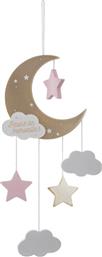 Click Παιδικό Διακοσμητικό Κρεμαστό Ροζ από Ξύλο Φεγγάρι 15.8x1.2x46.5εκ. 158583A από το Spitishop