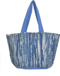 Inart Ψάθινη Τσάντα Θαλάσσης Μπλε από το Spitishop