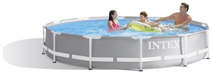 Intex Prism Στρογγυλή Πισίνα PVC με Μεταλλικό Σκελετό Γκρι