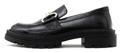 Inuovo Δερμάτινα Γυναικεία Loafers σε Μαύρο Χρώμα