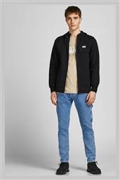 Jack & Jones Ανδρική Φούτερ Ζακέτα με Κουκούλα και Τσέπες Μαύρη