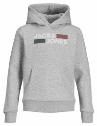 Jack & Jones Παιδικό Φούτερ με Κουκούλα και Τσέπες Light Grey Melange