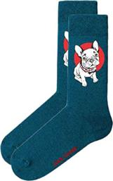 John Frank Bulldog Ανδρικές Κάλτσες με Σχέδια Μπλε