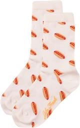John Frank Hot Dogs Γυναικείες Κάλτσες Με Σχέδια Λευκές