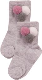 Κάλτσες παιδικές - βρεφικές με Pom Pom - Γκρι