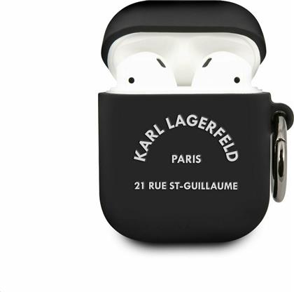 Karl Lagerfeld 21 Rue St Θήκη Σιλικόνης με Γάντζο σε Μαύρο χρώμα για Apple AirPods από το Designdrops