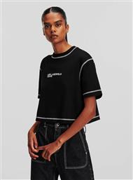 Karl Lagerfeld Γυναικείο Crop T-shirt Μαύρο