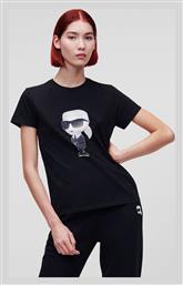 Karl Lagerfeld Γυναικείο T-shirt Μαύρο με Στάμπα από το Modivo