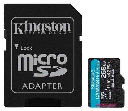 Kingston Canvas Go! Plus microSDXC 256GB Class 10 U3 V30 A2 UHS-I με αντάπτορα