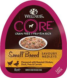 ΚΟΝΣΕΡΒΑ ΣΚΥΛΟΥ WELLNESS CORE SMALL BREED SAVOURY MEDLEYS ΚΟΤΟΠΟΥΛΟ, ΠΑΠΙΑ, ΑΡΑΚΑΣ - ΚΑΡΟΤΑ 85GR