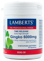 Lamberts Ginkgo Biloba 6000mg 30 ταμπλέτες