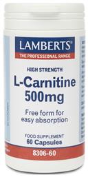 Lamberts L-Carnitine Συμπλήρωμα Διατροφής με Καρνιτίνη 500mg 60 κάψουλες