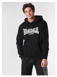 Lonsdale Wolverton Ανδρικό Φούτερ με Κουκούλα και Τσέπες Μαύρο από το Spartoo