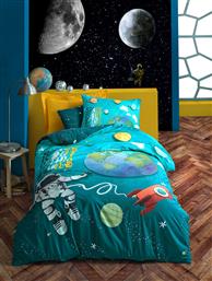 Madi Σετ Παιδικό Πάπλωμα Μονό με Μαξιλαροθήκη Space Τιρκουάζ 170x240εκ. από το Designdrops