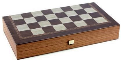 Manopoulos 3 Σε 1 Χειροποίητο Σκάκι / Τάβλι από Ξύλο Laminate Βελανιδιάς Κλαδί Ελιάς με Πούλια 48x52cm