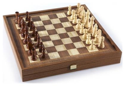 Manopoulos Classic Style Χειροποίητο Τάβλι / Σκάκι από Ξύλο Ελιάς με Πούλια 27x27cm