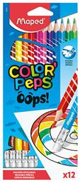 Maped Color'Peps Oops Σετ Ξυλομπογιές Με Γόμα Πολύχρωμο 12τμχ από το Moustakas Toys