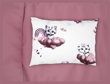 Μαξιλαροθήκη Εμπριμέ Bebe Kitten 561 35x45 Mauve 100% Cotton από το 24home