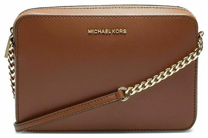 Michael Kors Δερμάτινη Γυναικεία Τσάντα Χιαστί Καφέ