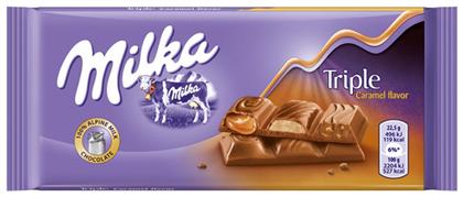 Milka Triple Σοκολάτα Γάλακτος Caramel 90gr