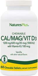Nature's Plus Bone Support Chewable Bone Support Cal/Mag/Vit D3 with Vitamin K2 Βανίλια 60 μασώμενες ταμπλέτες από το Pharm24