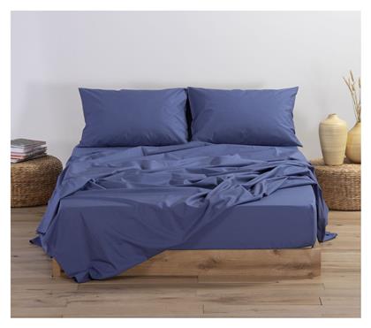 Nef-Nef Homeware Σεντόνι Ημίδιπλο με Λάστιχο 120x200x30εκ. Basic Indigo 1053