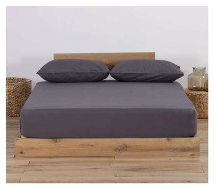 Nef-Nef Homeware Σεντόνι Υπέρδιπλο με Λάστιχο 160x200+30εκ. Jersey D.Grey