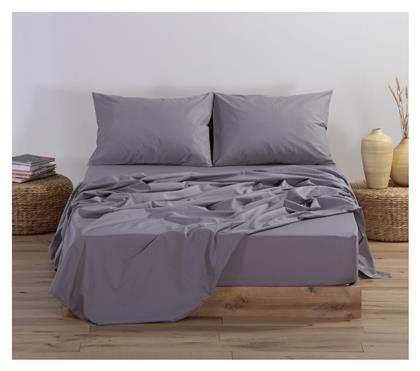 Nef-Nef Homeware Σεντόνι Υπέρδιπλο με Λάστιχο 160x200x30εκ. Basic 726 Light Grey