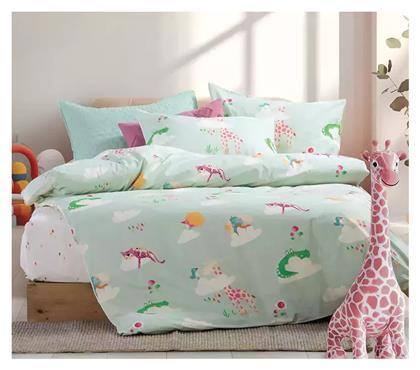 Nef-Nef Homeware Σετ Σεντόνια Μονά Βαμβακερά Sky Is a Zoo Πράσινο 170x260cm 3τμχ
