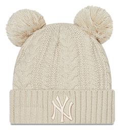 New Era Pom Pom Beanie Γυναικείος Σκούφος με Πλεξούδες σε Μπεζ χρώμα από το Z-mall