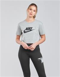 Nike Essential Γυναικείο Crop Top Κοντομάνικο Καλοκαιρινό Γκρι