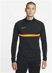 Nike Football Academy Drill Ανδρική Μπλούζα Dri-Fit με Φερμουάρ Μακρυμάνικη Black / Total Orange από το MybrandShoes