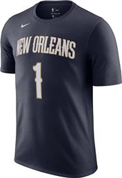 Nike NBA New Orleans Pelicans Αθλητικό Ανδρικό T-shirt Navy Μπλε με Λογότυπο