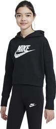 Nike Παιδικό Φούτερ Cropped με Κουκούλα Μαύρο Sportswear