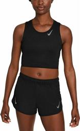 Nike Race Γυναικείο Αθλητικό Crop Top Αμάνικο Dri-Fit Μαύρο Μαύρο από το SportsFactory