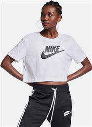 Nike Essential Γυναικείο Αθλητικό Crop Top Κοντομάνικο Λευκό Λευκό