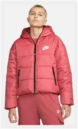 Nike Sportswear Therma Fit Repel Κοντό Γυναικείο Puffer Μπουφάν για Χειμώνα Ροζ