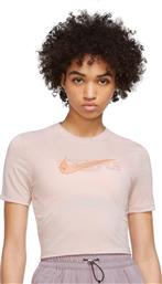 Nike Swoosh Κοντομάνικο Αθλητικό Crop Top Ροζ από το Zakcret Sports